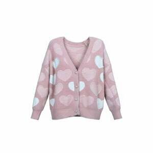 CHICWISH Pinky Heart Pearly Knit Fuzzy Cardigan